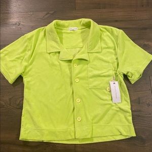 Lime Green Terry Cloth Button Up!